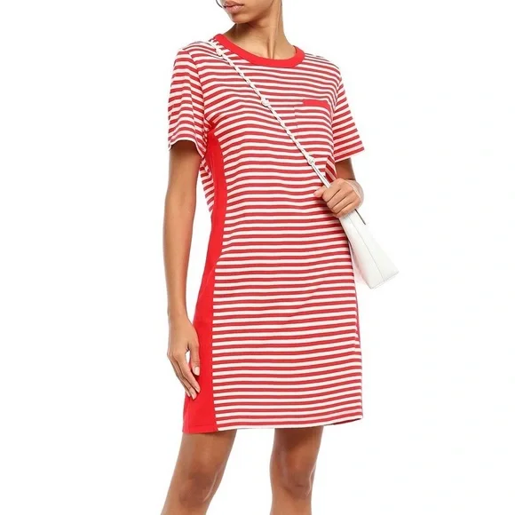 Current/Elliott The Beatnik Dress with Side Panels Red White Stripe 0